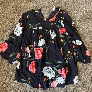 Floral baby doll style shirt with bell sleeves